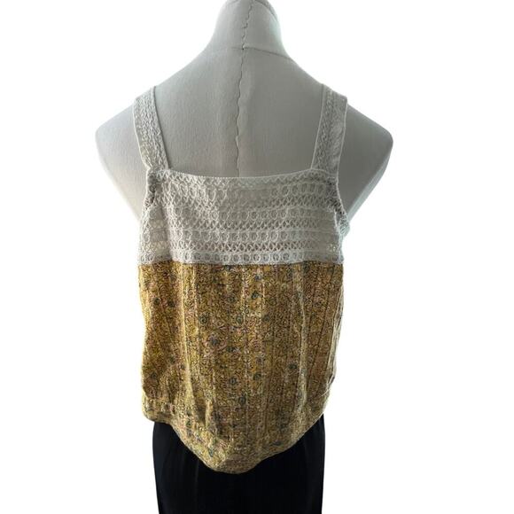 Universal Thread Crochet Floral Blouse M Yellow Button Front Boho Cottage - Picture 4 of 10